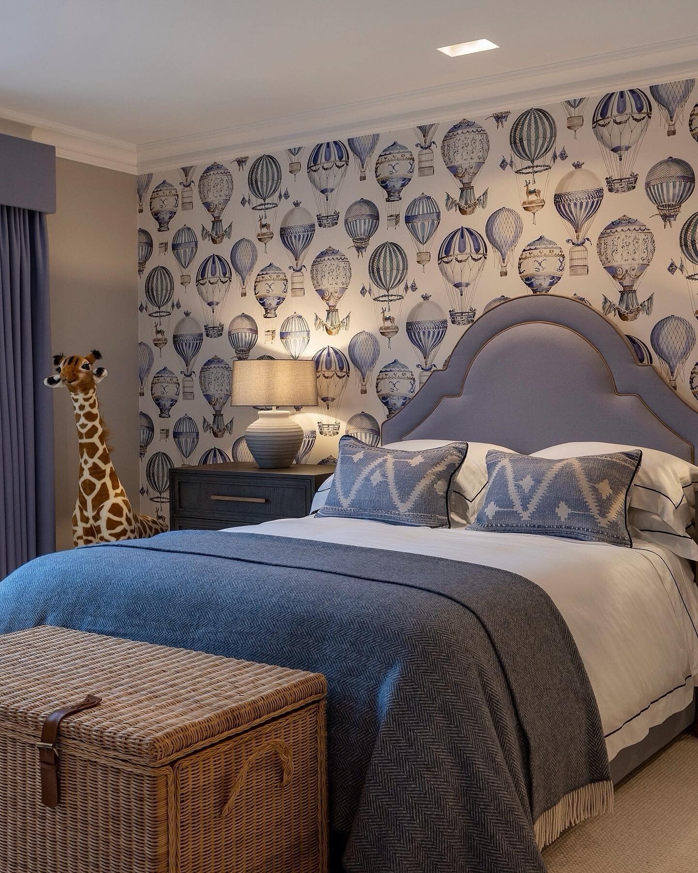 21. Whimsical Navy with Balloon-Inspired Charm - navy blue and grey bedroom ideas