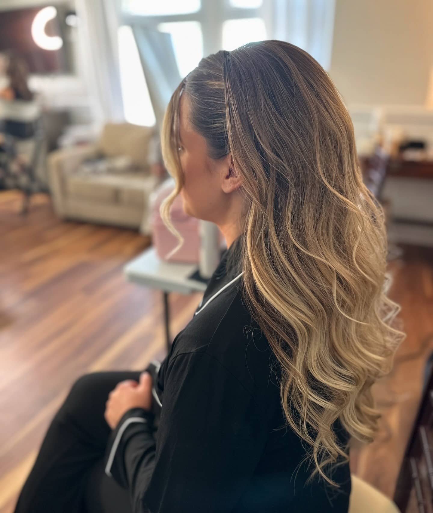 13. Bronde Hollywood Waves with Side Part - Wedding Hairstyles