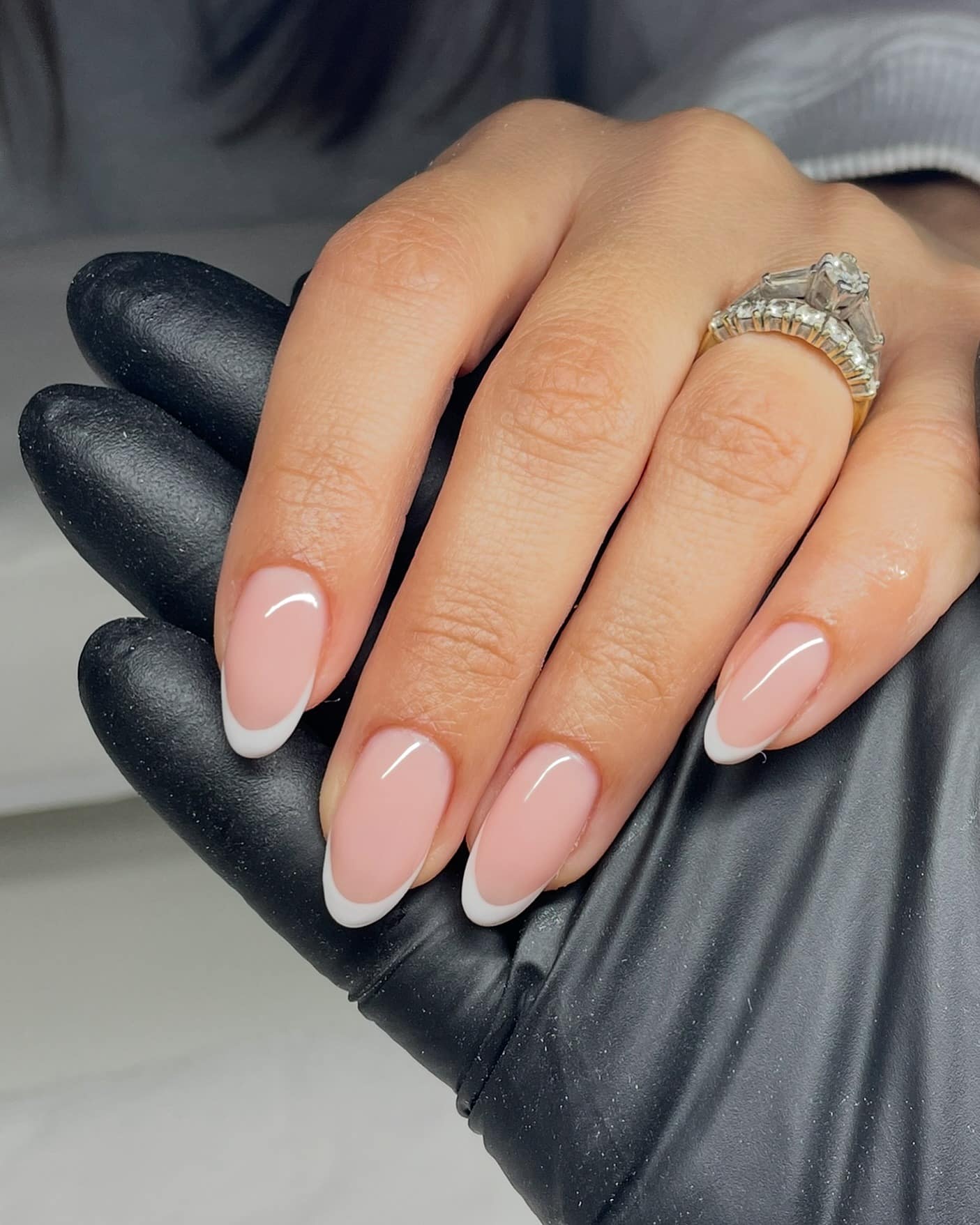 10. Clean Pink Almond French - pink almond nail ideas