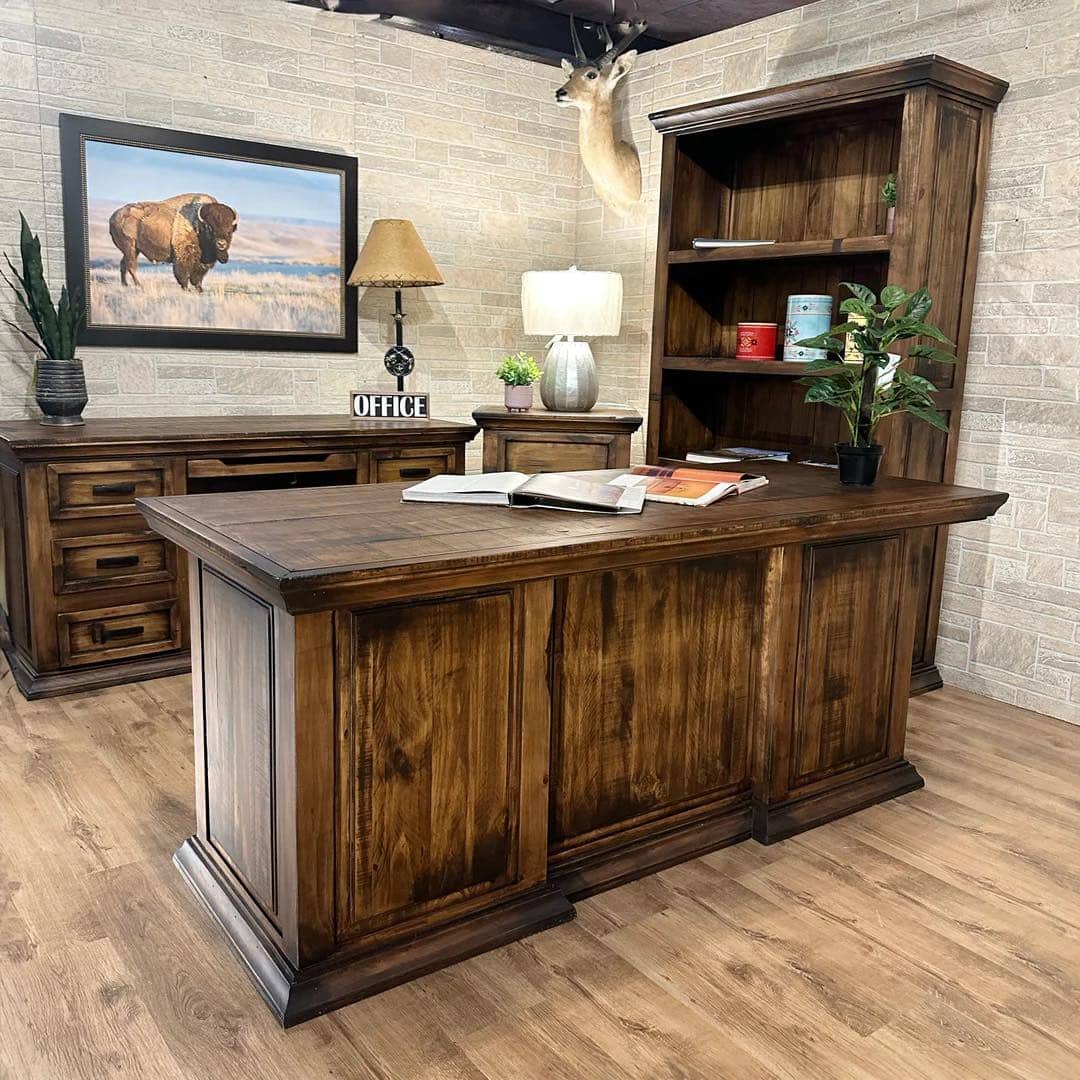 4. Classic Executive Desk with Rustic Simplicity - rustic home office ideas
