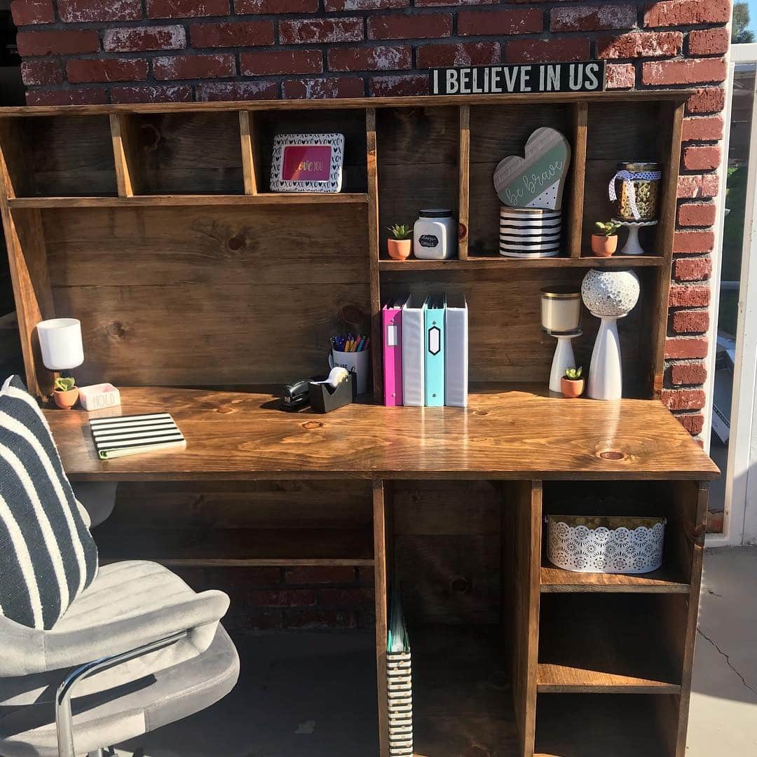 5. Brick and Timber Compact Office Nook - rustic home office ideas