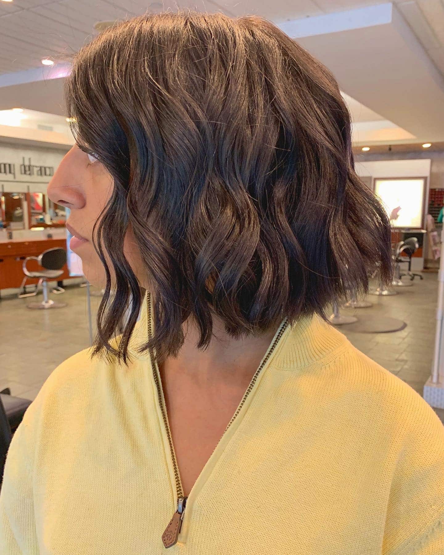 1. Textured Chocolate Wavy Bob - Short Wavy Hairstyles