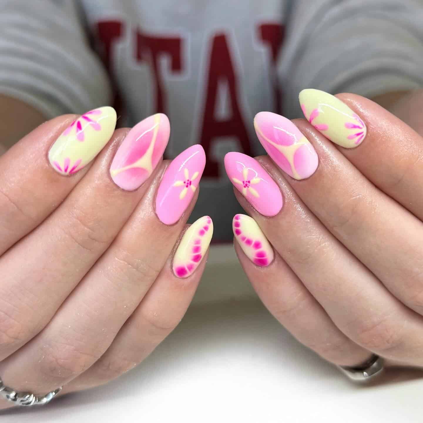 6. Petal Art Elegance - pink and yellow nail ideas