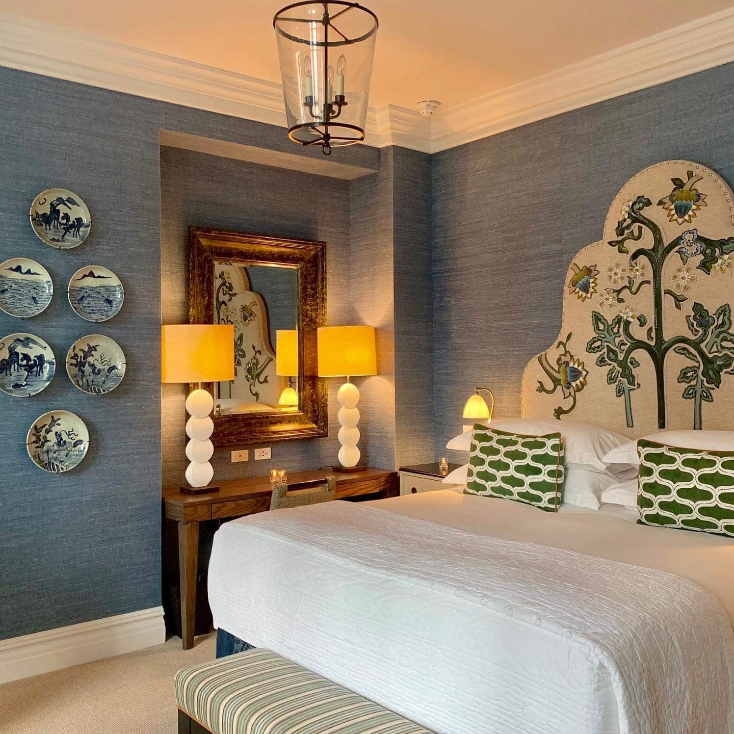 2. Classic Blue with Artistic Details - jazz bedroom ideas