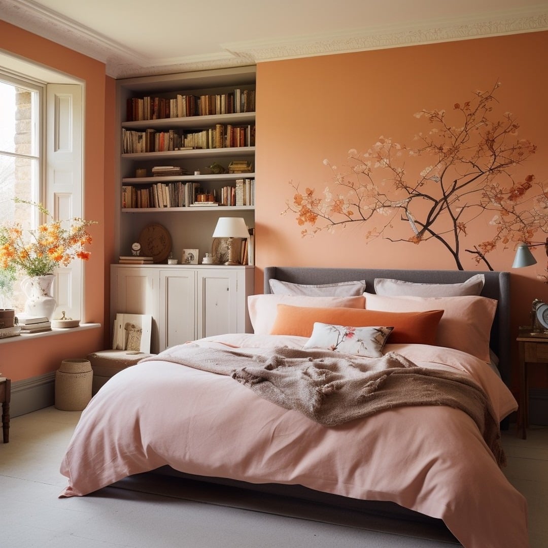 3. Peach Glow with Nature Accents - jazz bedroom ideas