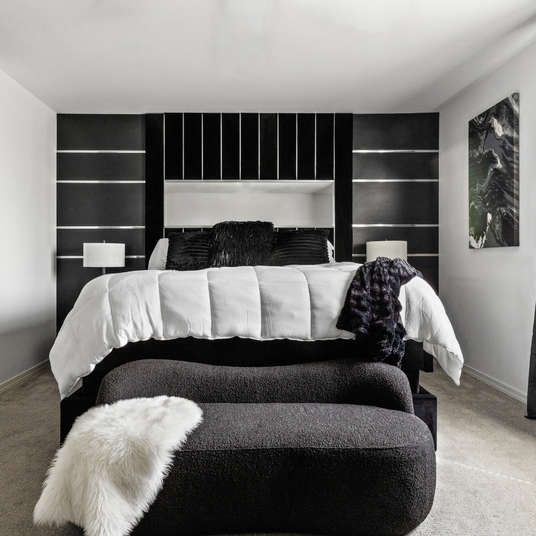 13. Monochrome Power in Black and White - jazz bedroom ideas