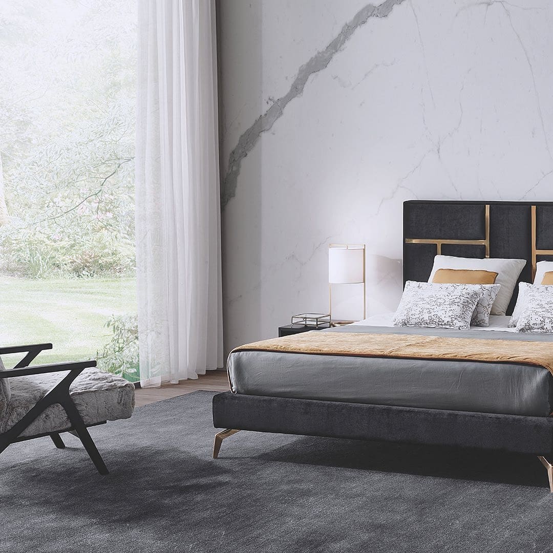 14. Marble and Mustard Harmony - jazz bedroom ideas