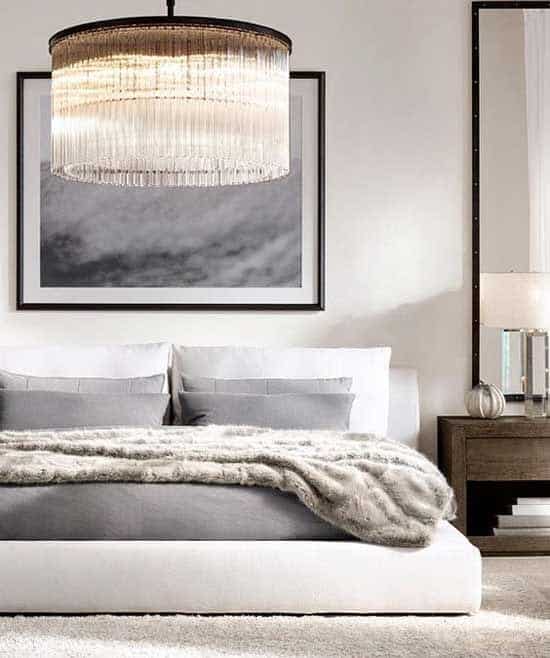 15. Chic Gray with Statement Lighting - jazz bedroom ideas