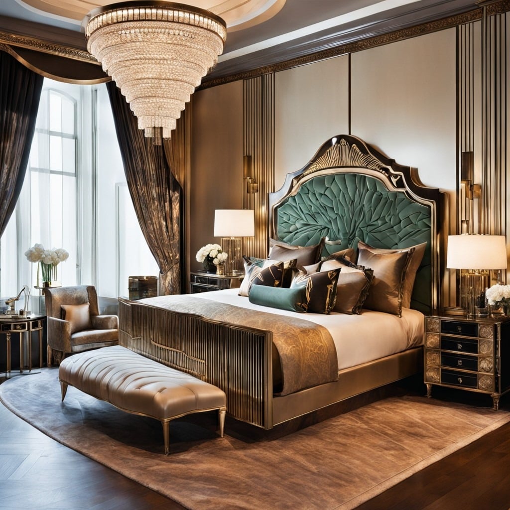 22. Art Deco Glamour in Emerald and Gold - jazz bedroom ideas