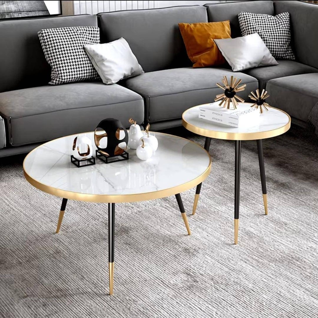 1. Modern Glam with Marble and Gold - mobile home living room ideas