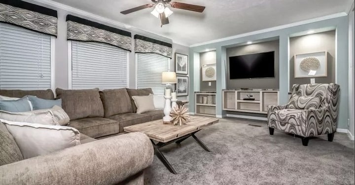 8. Contemporary Neutrals with Texture - mobile home living room ideas