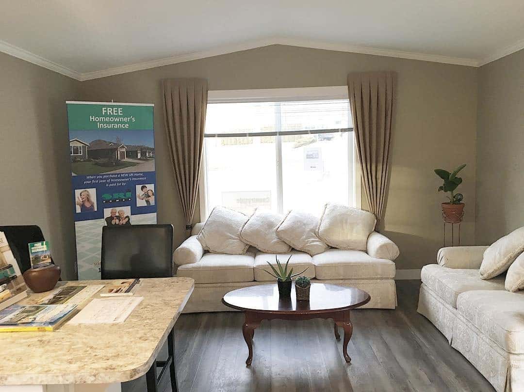 15. Classic Elegance with Neutral Seating - mobile home living room ideas