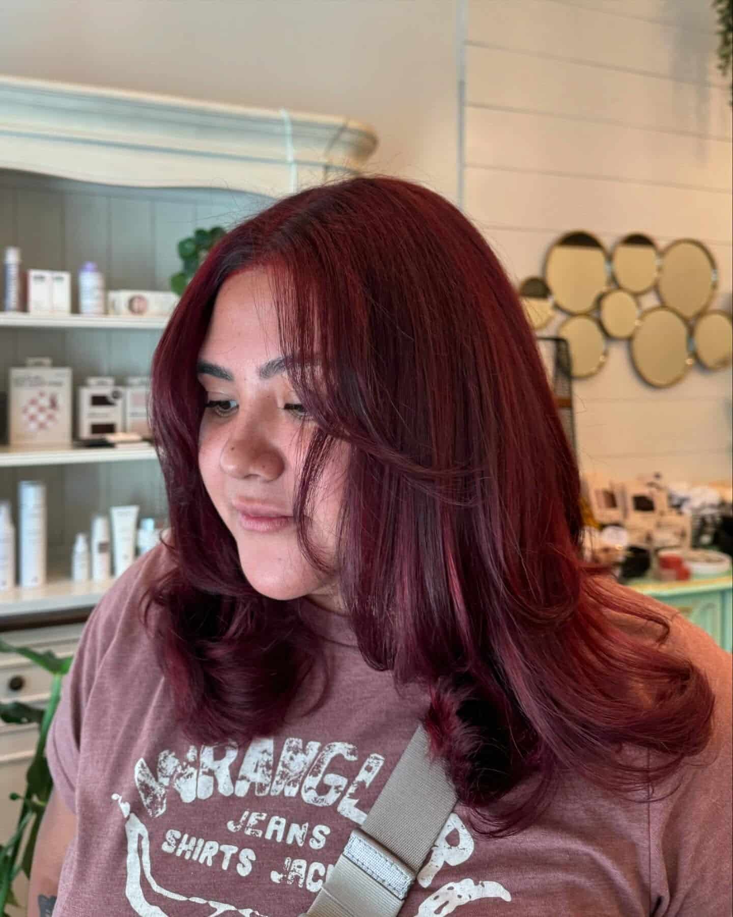 9. Layered Cherry Red with Soft Volume - Cherry Red Hair Color