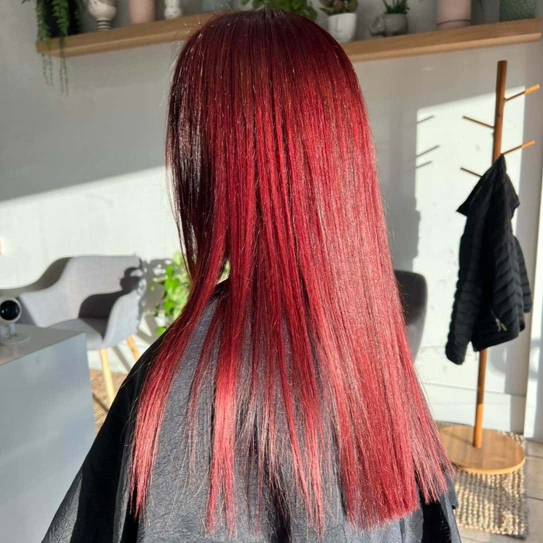 11. Straight Cherry Red with Dimensional Shine - Cherry Red Hair Color