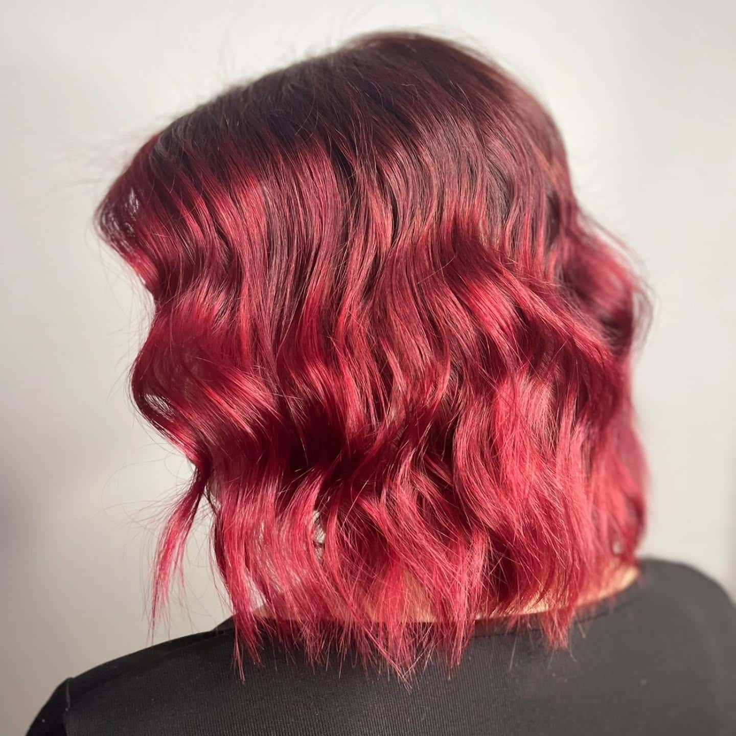 16. Textured Bob in Cherry Red - Cherry Red Hair Color