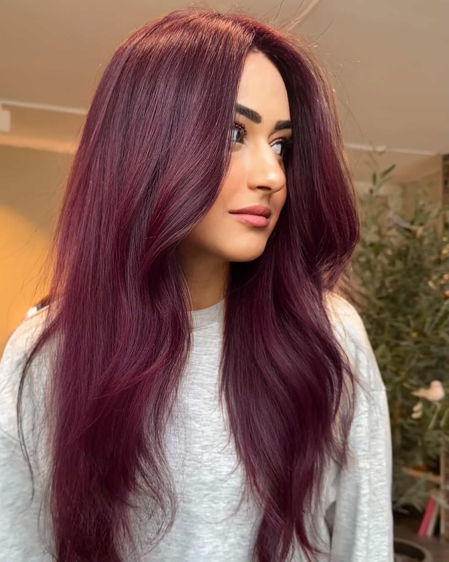 22. Deep Cherry Red with Silky Layers - Cherry Red Hair Color