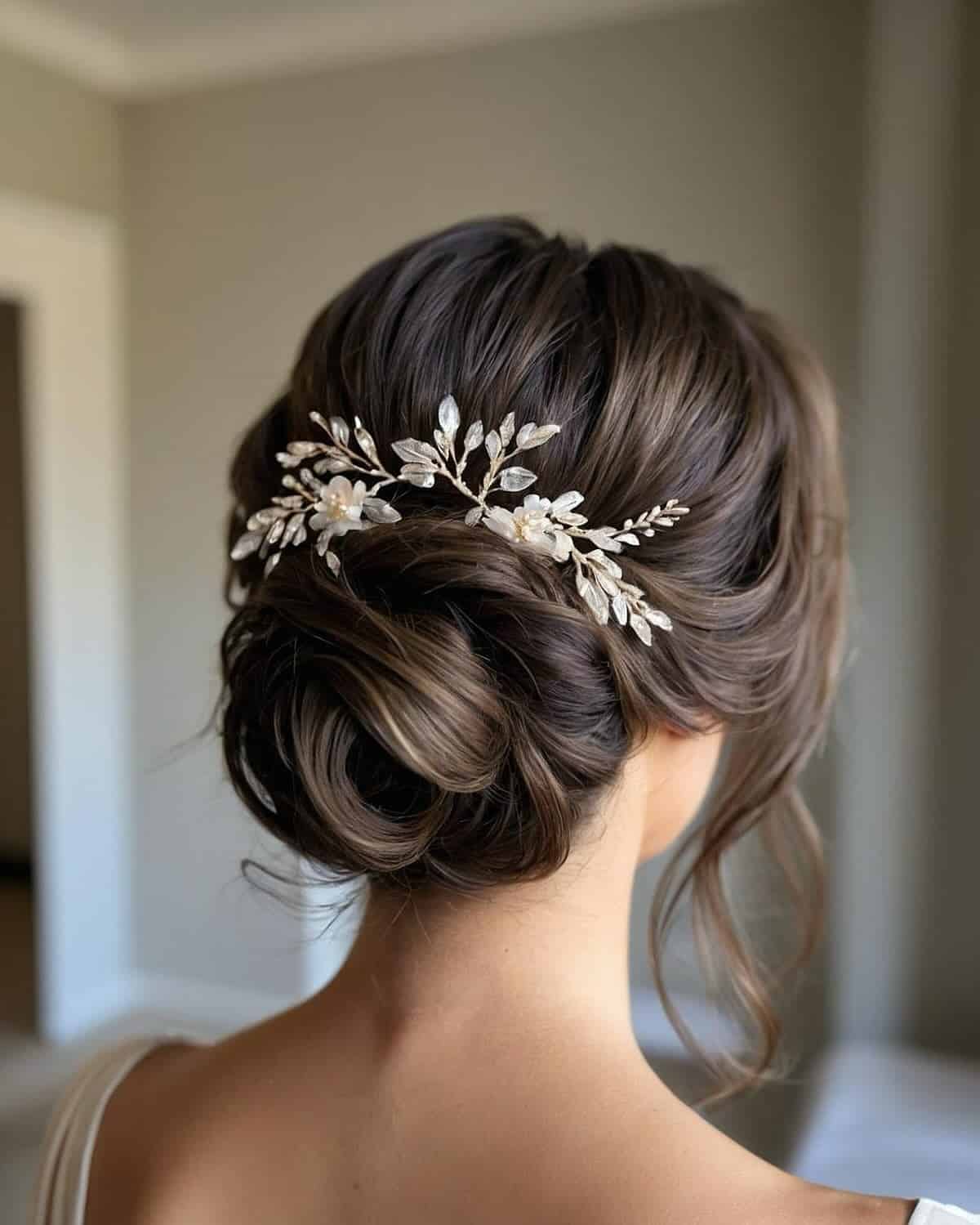 4. Elegant Twisted Chignon β Soft Mocha Brown - Bride Hairstyles