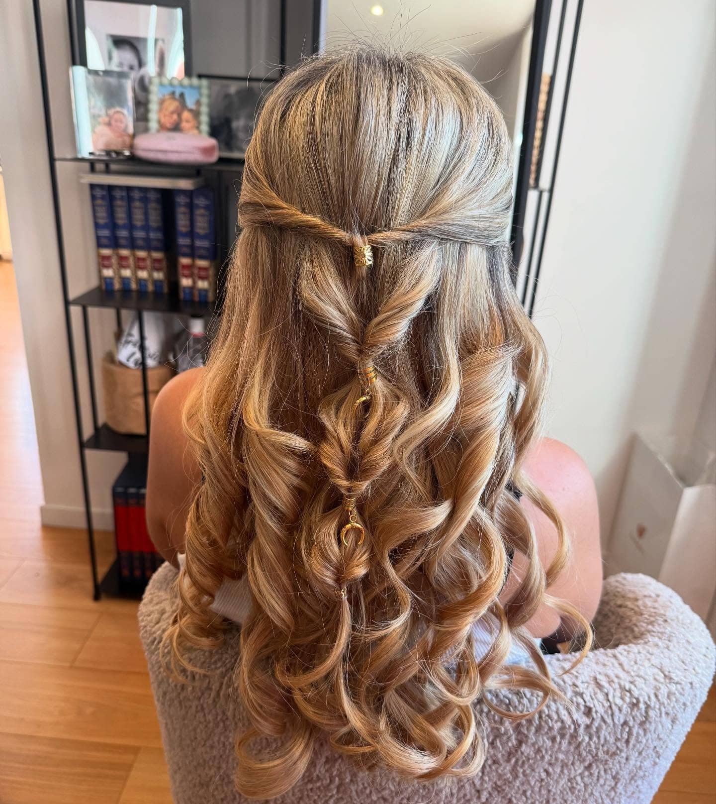 6. Spiral Curls with Delicate Twist β Honey Blonde - Bride Hairstyles