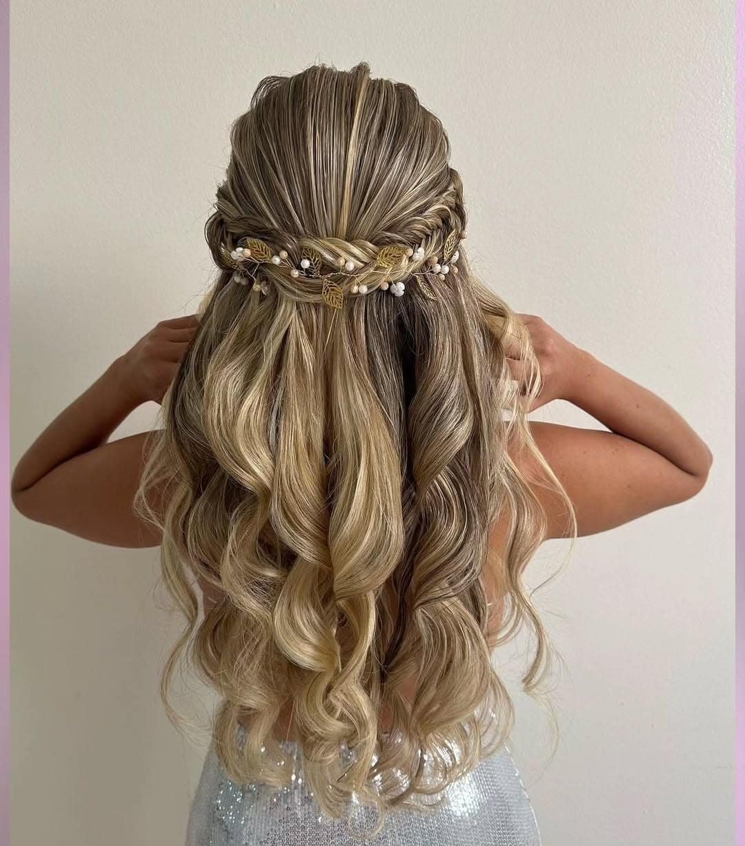 12. Braided Half-Up with Golden Accents β Ash Blonde Balayage - Bride Hairstyles