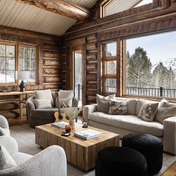 1. Modern Rustic Comfort with Mountain Views - cabin living room ideas