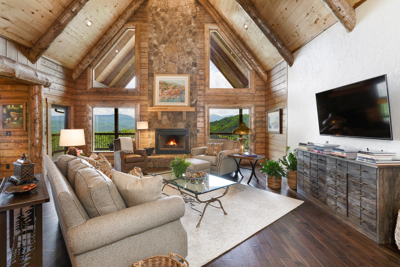 10. Elevated Mountain Lodge - cabin living room ideas