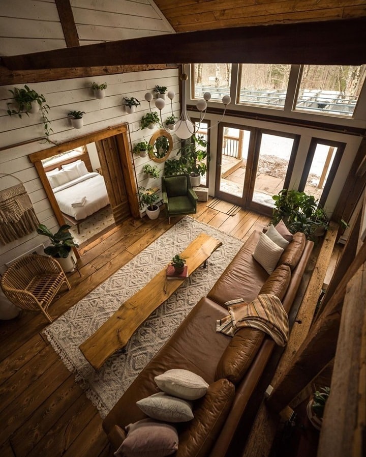 11. Nature-Inspired Modern Cabin - cabin living room ideas