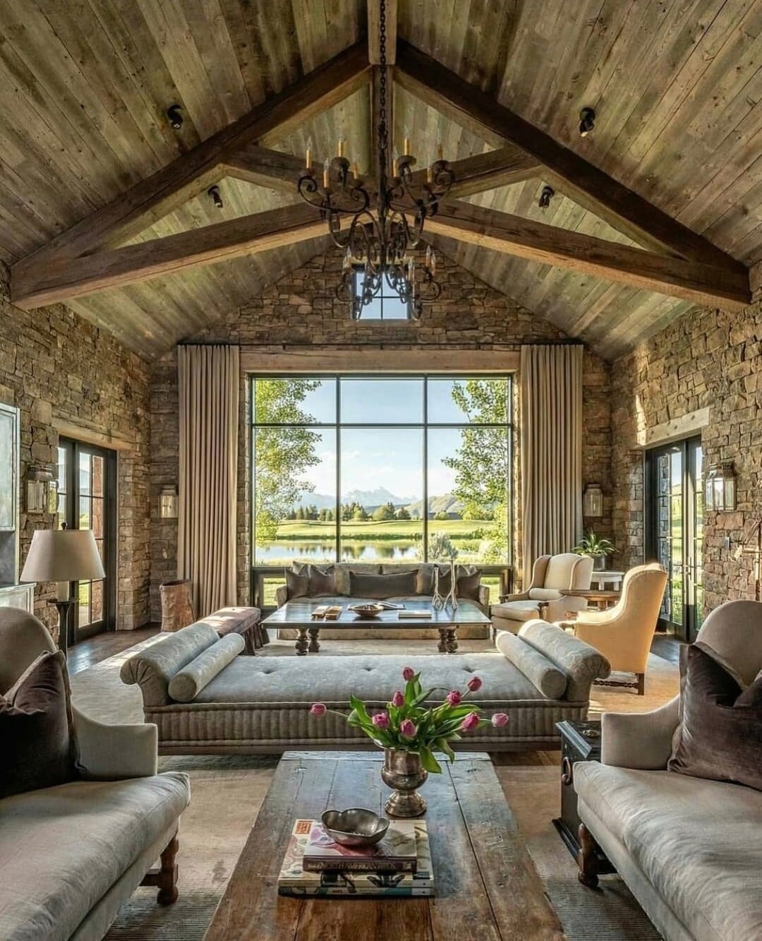 12. Rustic Elegance with Grand Views - cabin living room ideas