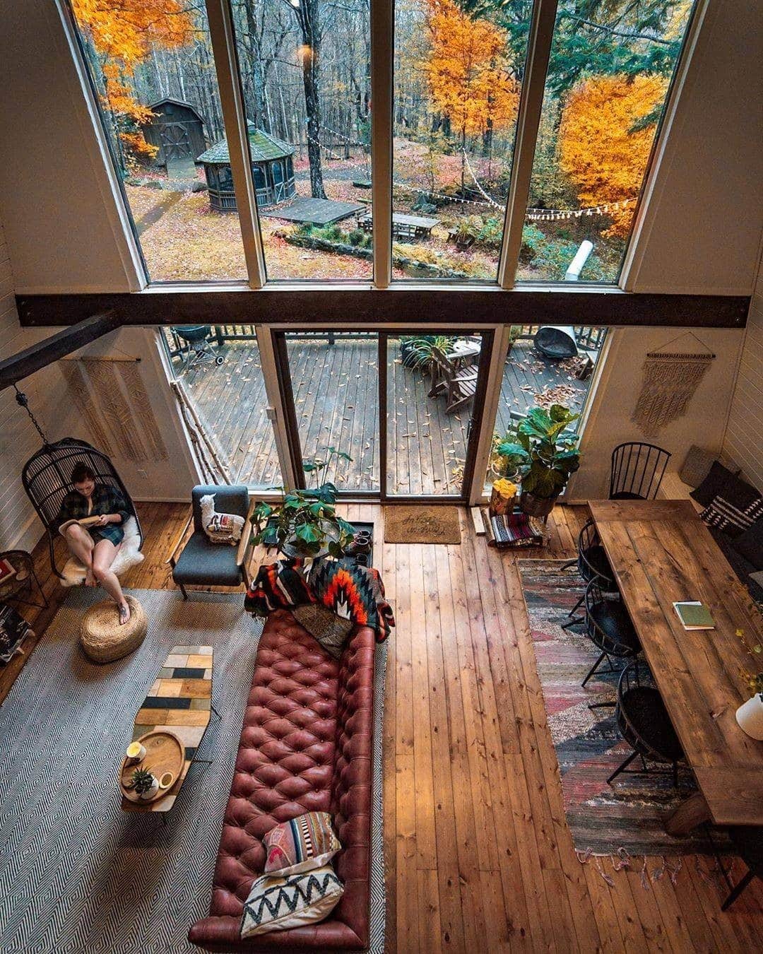 15. Autumn View Retreat - cabin living room ideas
