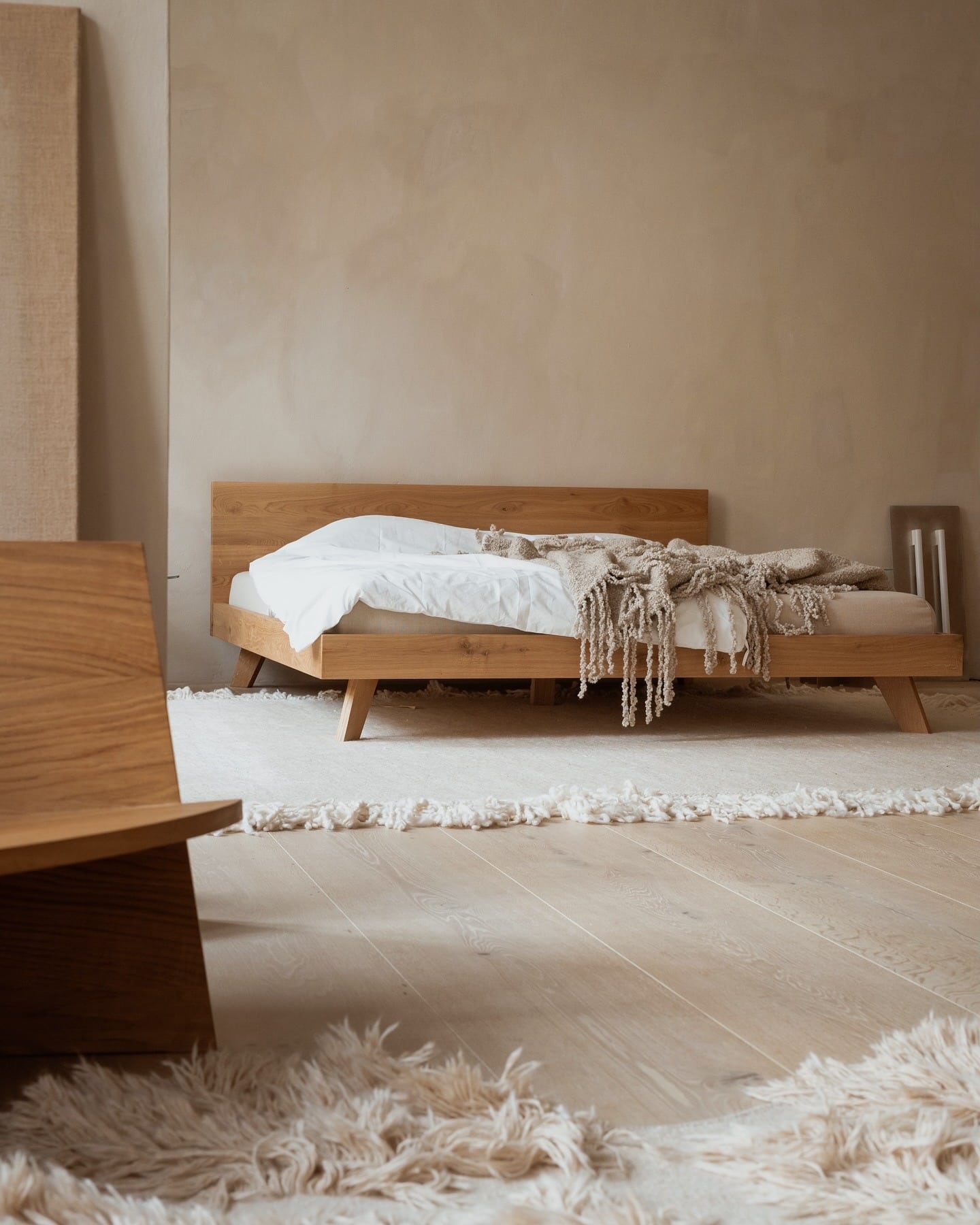 1. Minimal Oak Retreat in Soft Neutrals - oak bedroom ideas