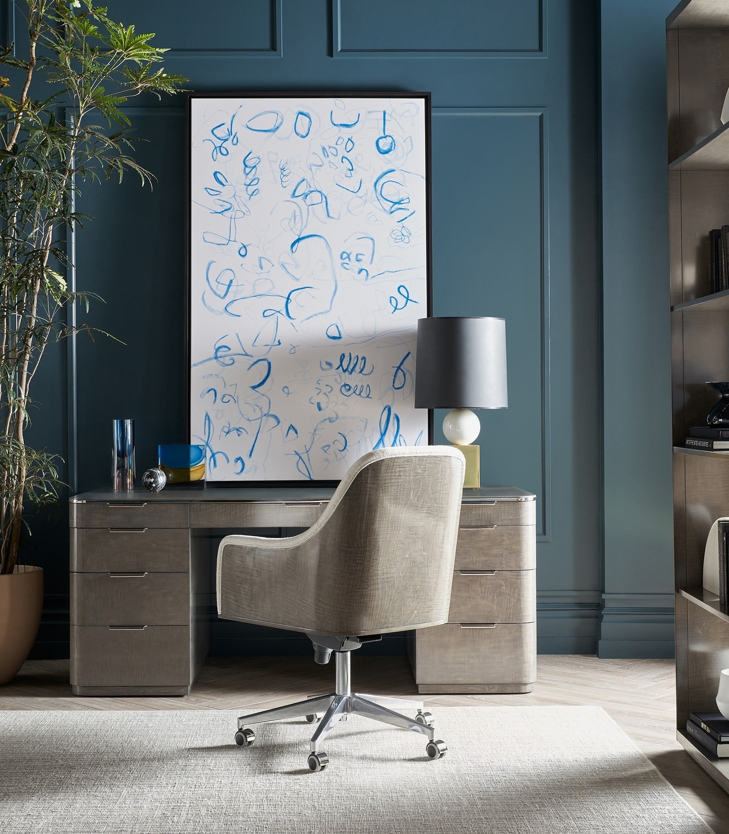 3. Artistic Statement Workspace - grey desk office ideas