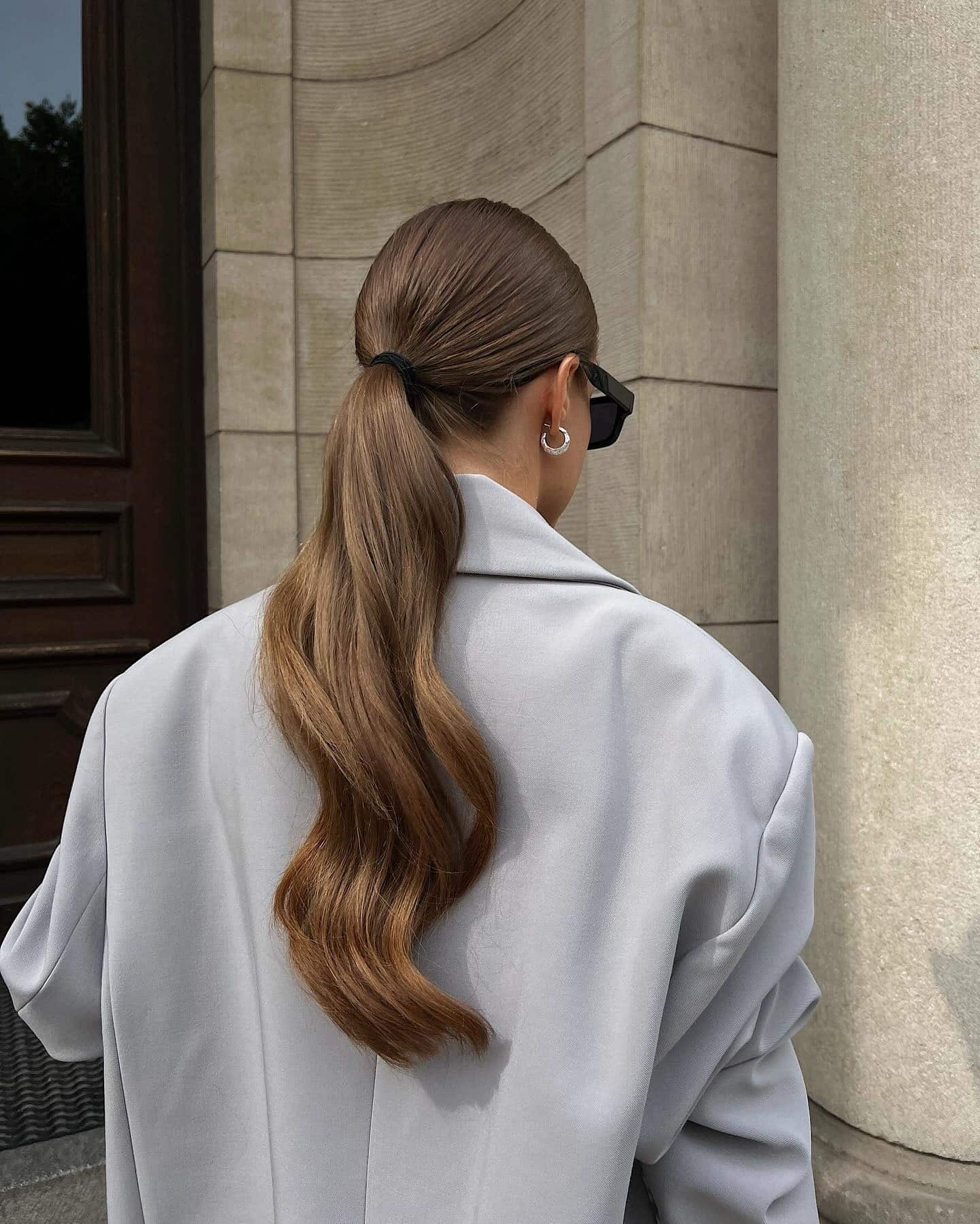 13. Smooth Ponytail with Defined Waves - Simple Hairstyles