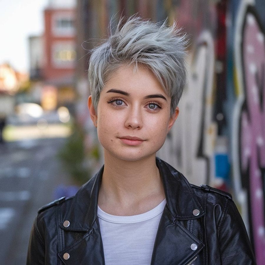 2. Textured Silver Pixie with Volume - Choppy Pixie Haircuts