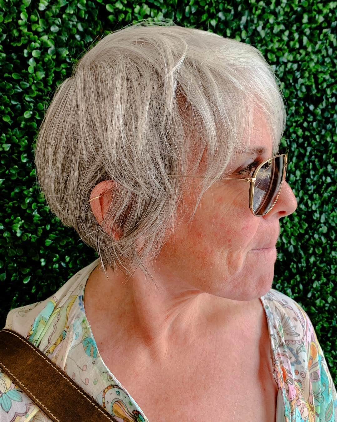 8. Silver Layered Pixie Bob - Choppy Pixie Haircuts