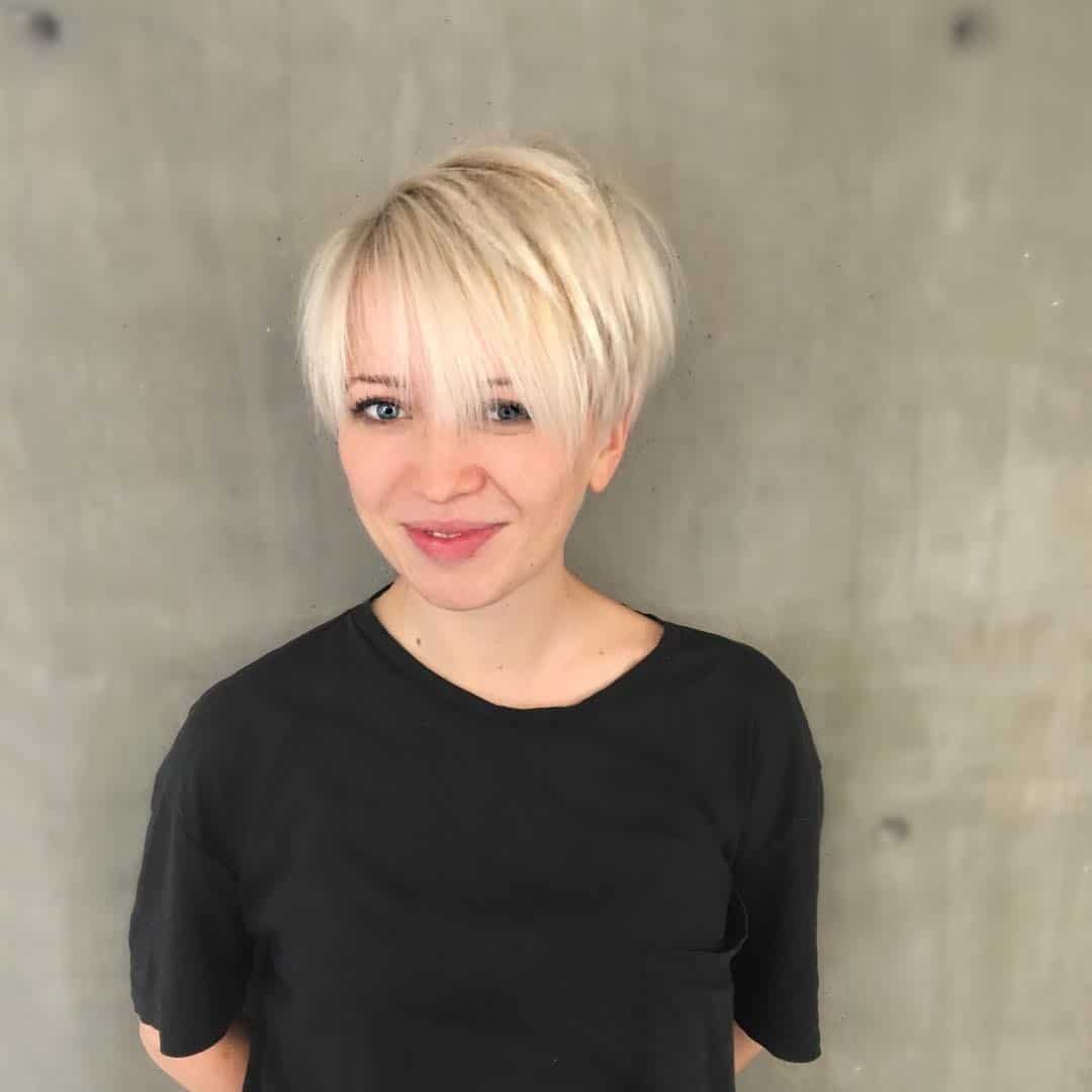 17. Platinum Choppy Pixie with Long Fringe - Choppy Pixie Haircuts