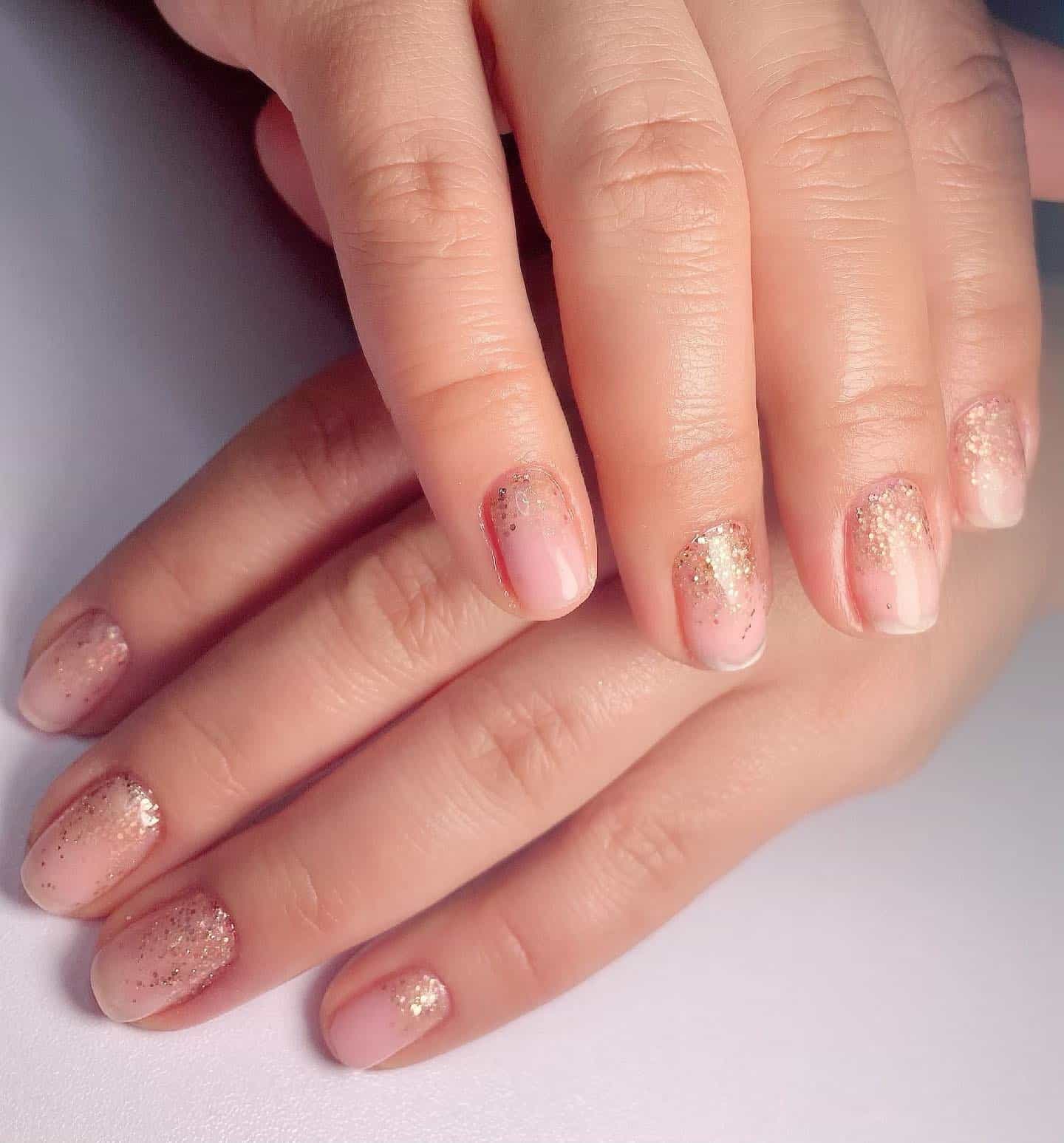 5. Golden Spark Gradient - shiny nail ideas