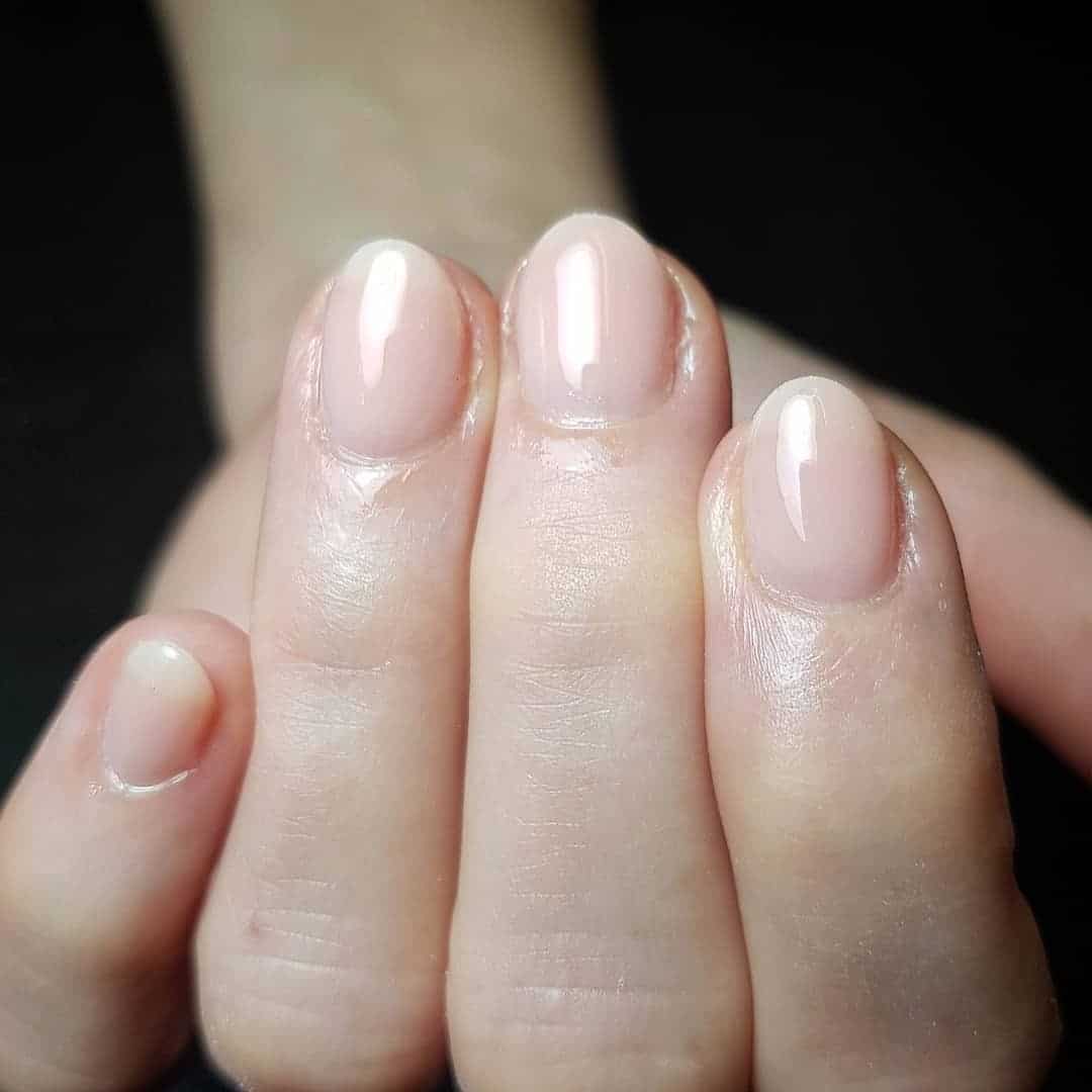 17. Classic Sheer Nude Shine - shiny nail ideas