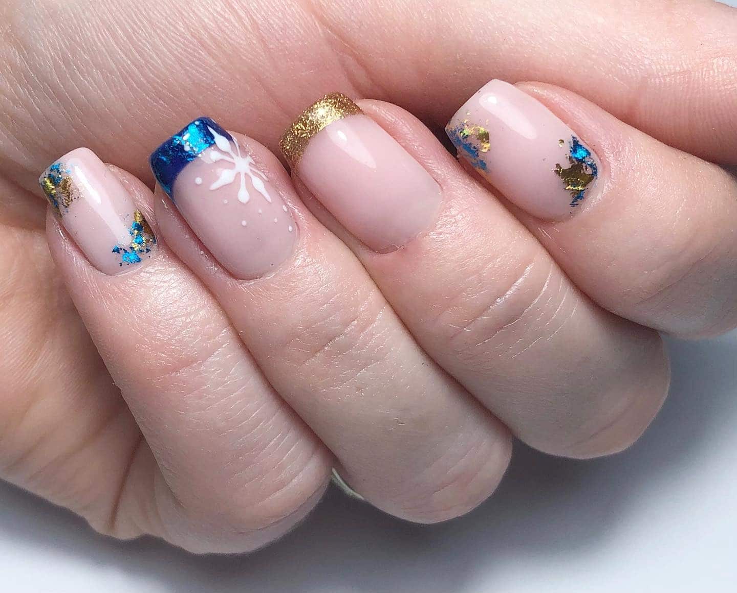 19. Jewel-Toned French Foil - shiny nail ideas