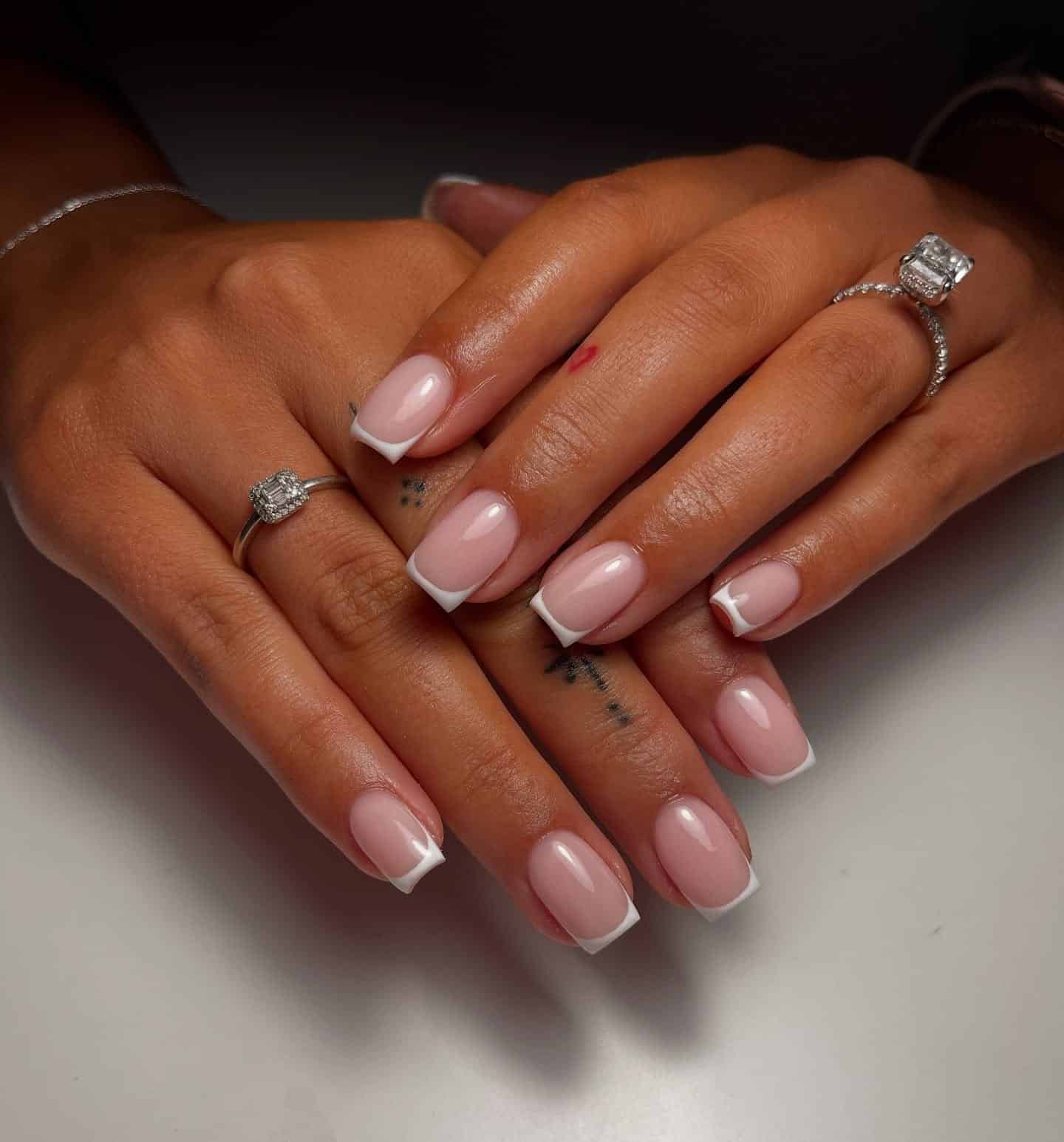 10. High-Gloss Square French - short french nail ideas