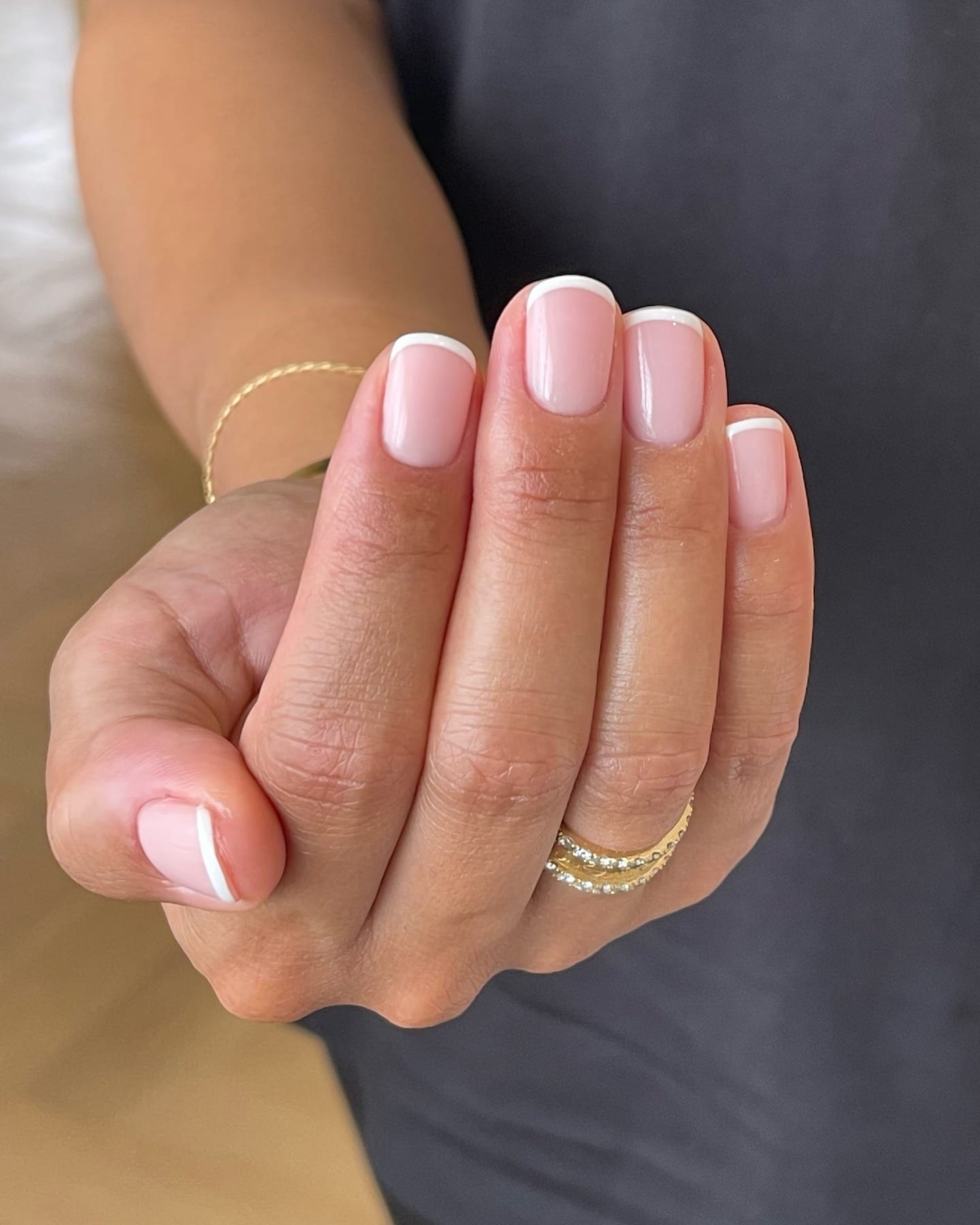 13. Crisp Micro French Square - short french nail ideas