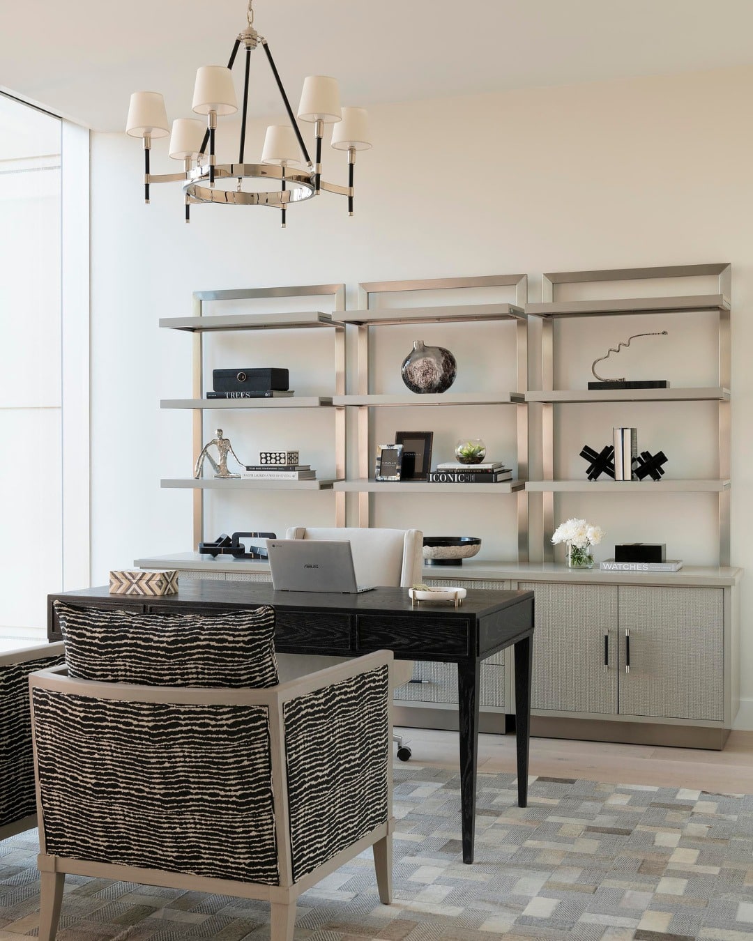 19. Refined Contrast Office - black desk office ideas