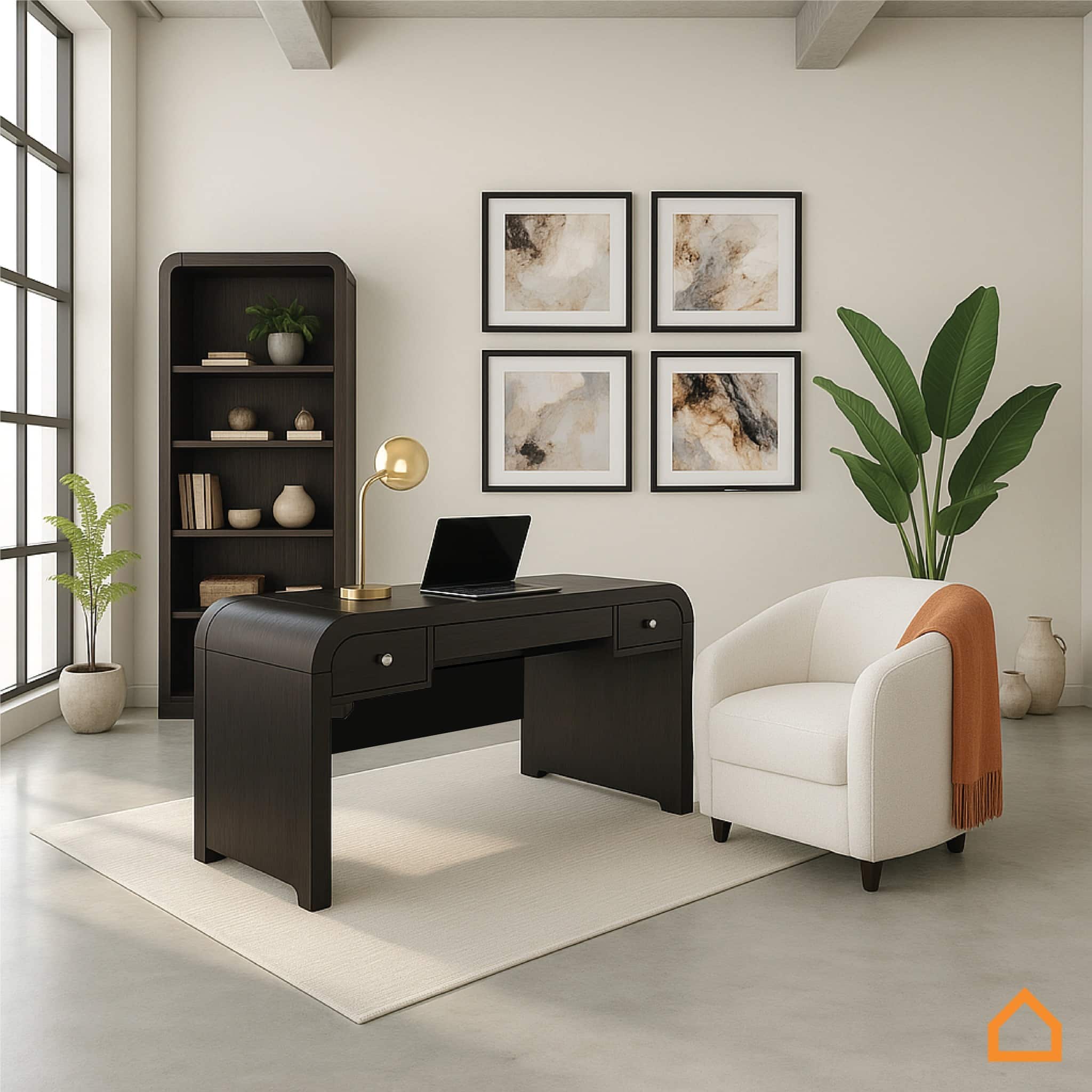 20. Modern Simplicity with Soft Neutrals - black desk office ideas