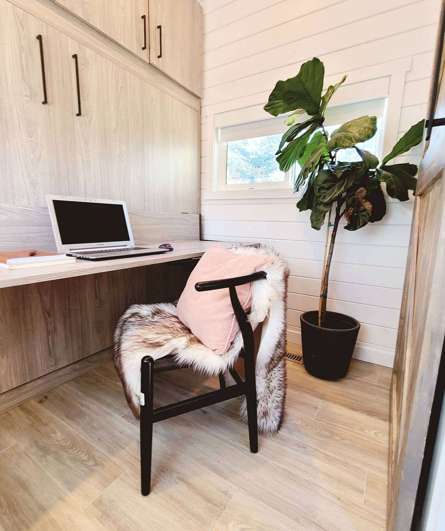 12. Soft Neutrals with Cozy Texture - tiny home office ideas