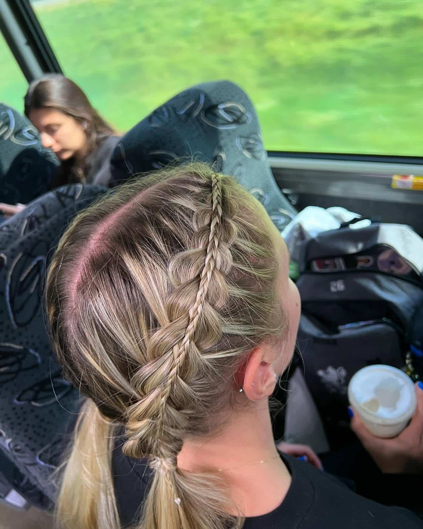 5. Dutch Braid with Accent Micro Braid on Blonde Hair - Volleyball Hairstyles