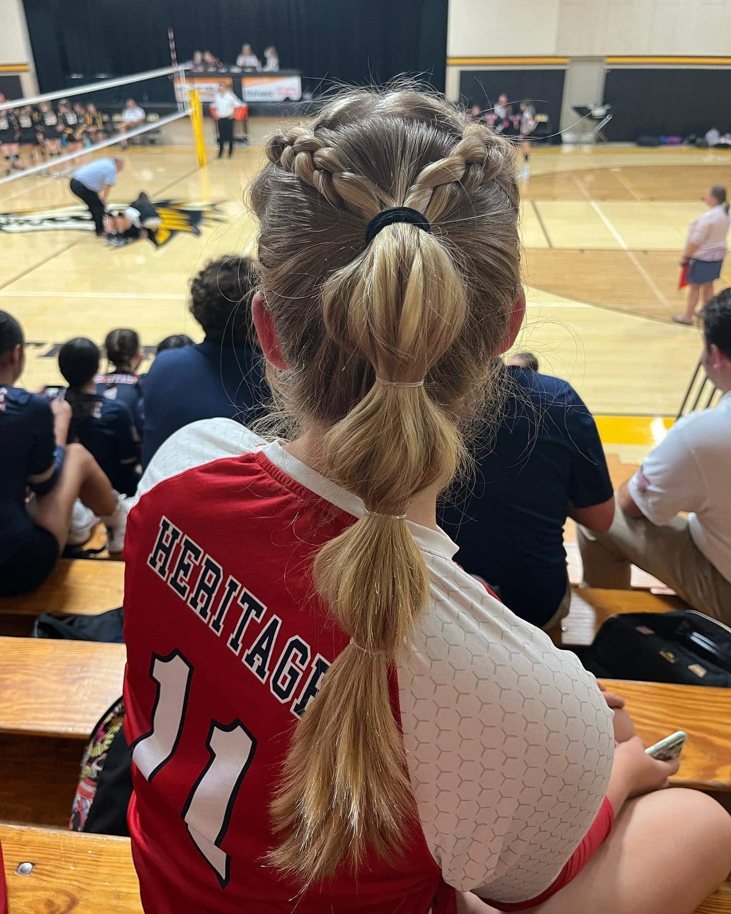 12. Double Dutch Braids into Bubble Ponytail on Blonde Hair - Volleyball Hairstyles