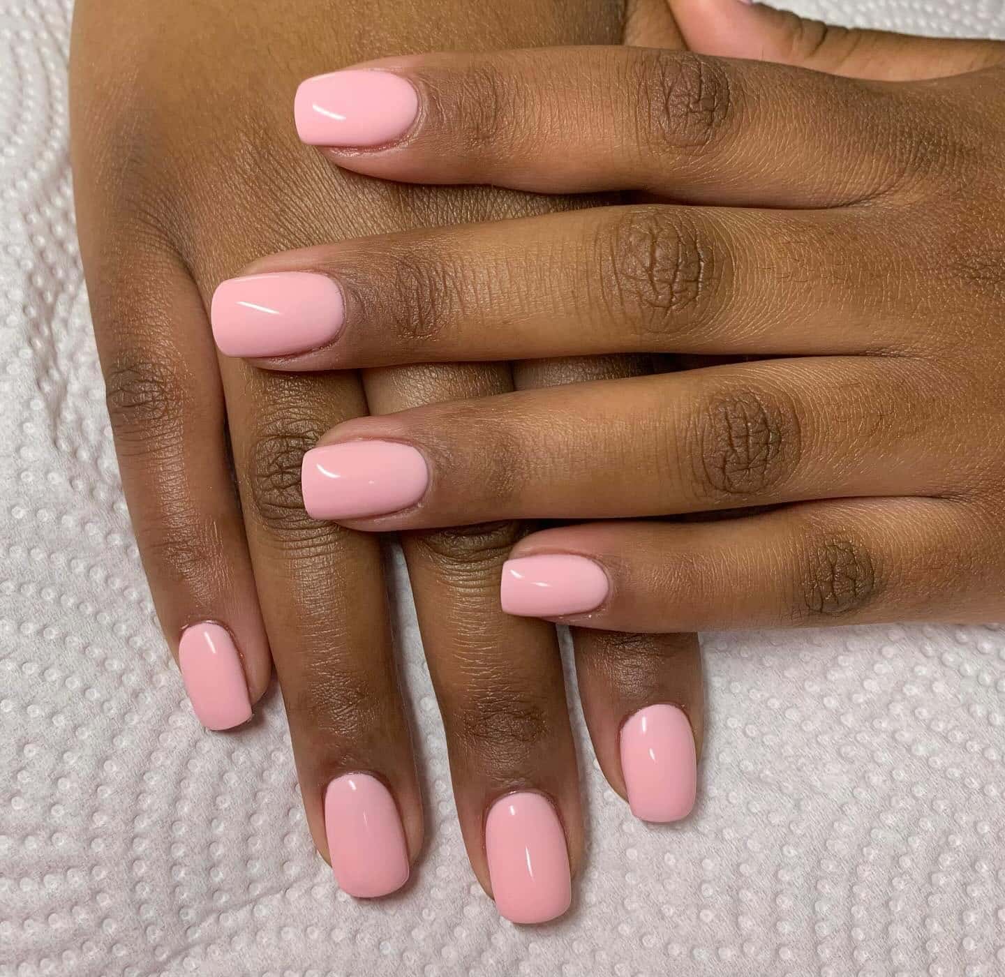 8. Soft Pink Short Gel Simplicity - short pink nail ideas