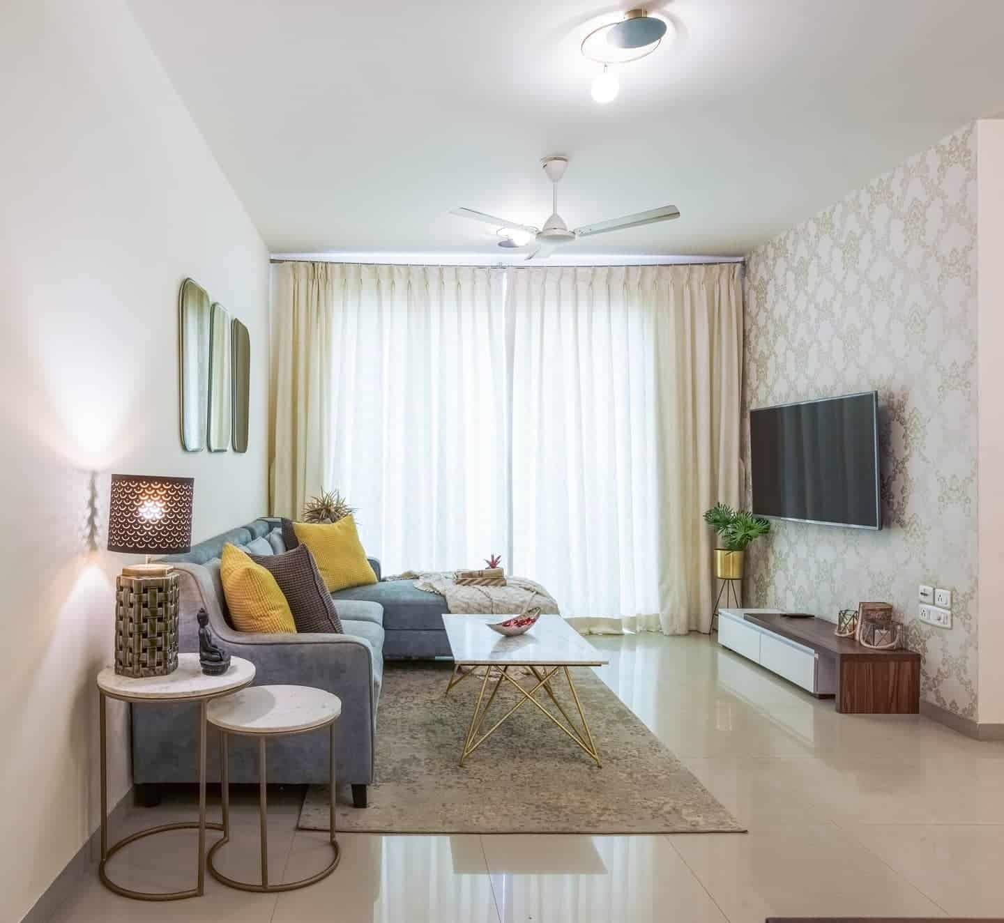 4. Cozy Contemporary with Subtle Glam - urban living room ideas