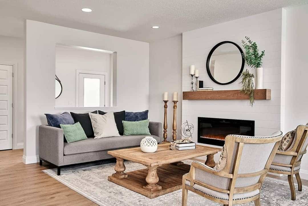 5. Transitional Warmth with Natural Wood - urban living room ideas