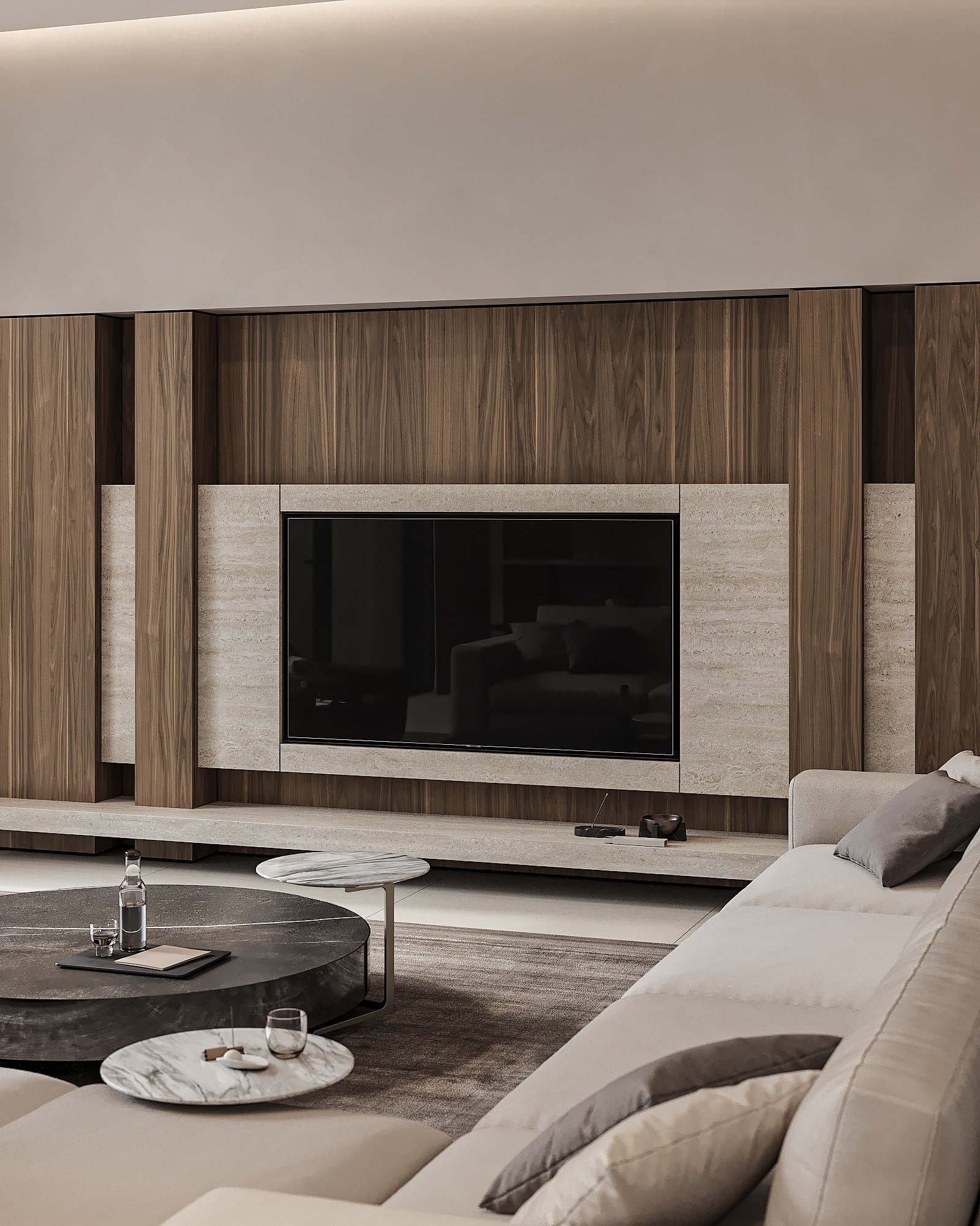 7. Sleek Modern with Earthy Balance - urban living room ideas