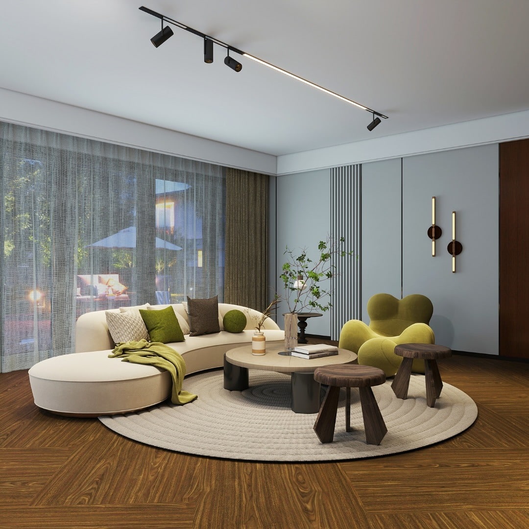 22. Modern Organic with Green Accents - urban living room ideas