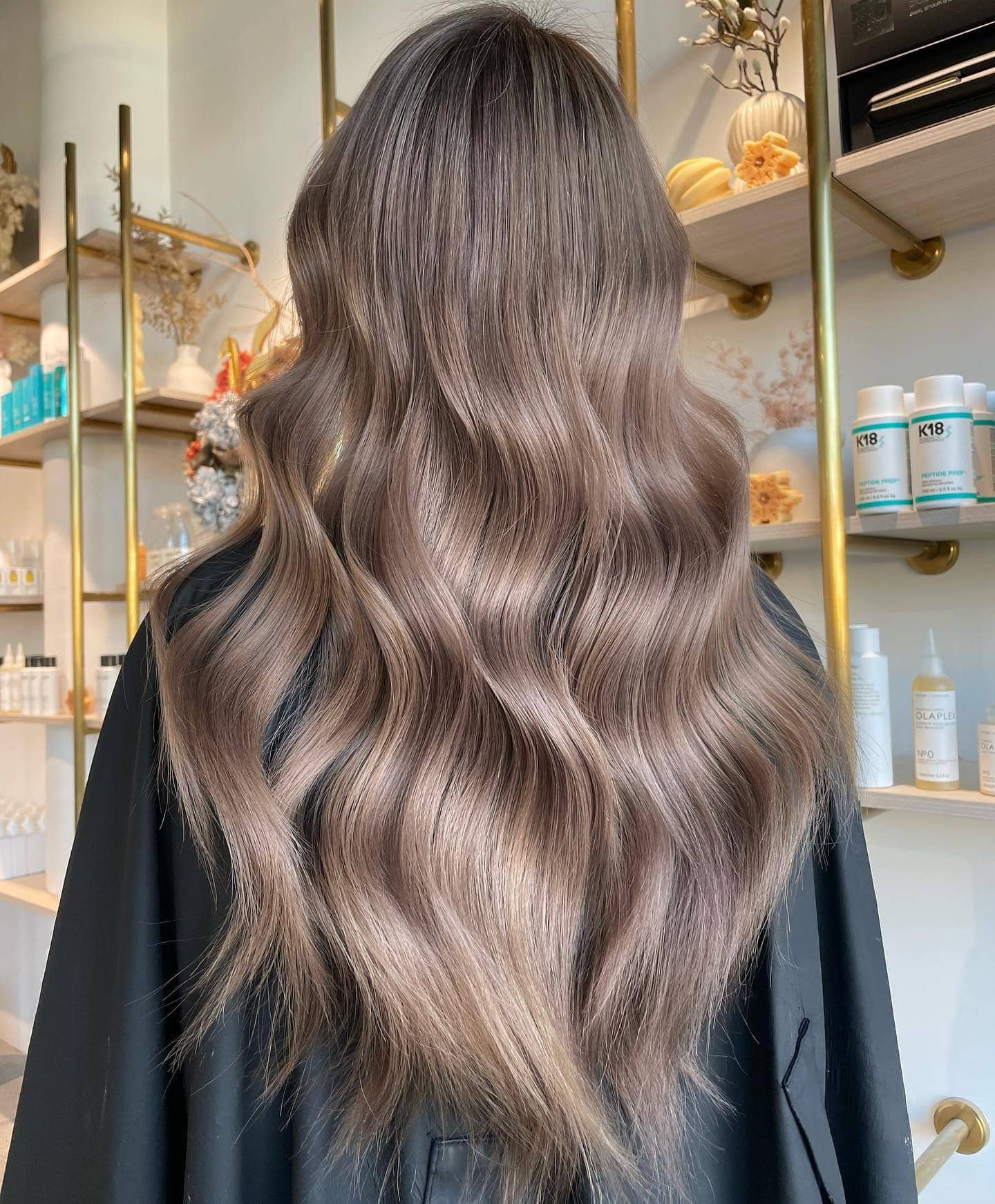 5. Hollywood Waves in Ash Milk Tea - Milk Tea Hair Color